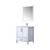 Lexora -  Jacques 30" White Single Vanity - White Carrara Marble Top - White Square Sink  28" Mirror w/ Faucet - LJ342230SADSM28F