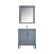 Lexora -  Jacques 30" Dark Grey Single Vanity - White Carrara Marble Top - White Square Sink  28" Mirror w/ Faucet - LJ342230SBDSM28F