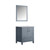 Lexora -  Jacques 30" Dark Grey Single Vanity - White Carrara Marble Top - White Square Sink  28" Mirror - LJ342230SBDSM28