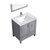 Lexora -  Jacques 30" Distressed Grey Single Vanity - White Carrara Marble Top - White Square Sink  28" Mirror w/ Faucet - LJ342230SDDSM28F