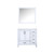 Lexora -  Jacques 36" White Single Vanity - White Carrara Marble Top - White Square Sink  34" Mirror - Left Version - LJ342236SADSM34-L