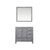 Lexora -  Jacques 36" Distressed Grey Single Vanity - White Carrara Marble Top - White Square Sink  34" Mirror - Left Version - LJ342236SDDSM34-L