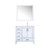 Lexora -  Jacques 36" White Single Vanity - White Carrara Marble Top - White Square Sink  34" Mirror w/ Faucet - Right Version - LJ342236SADSM34F-R