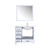 Lexora -  Jacques 36" White Single Vanity - White Carrara Marble Top - White Square Sink  34" Mirror w/ Faucet - Right Version - LJ342236SADSM34F-R