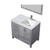 Lexora -  Jacques 36" Distressed Grey Single Vanity - White Carrara Marble Top - White Square Sink  34" Mirror w/ Faucet - Right Version - LJ342236SDDSM34F-R