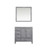 Lexora -  Jacques 36" Distressed Grey Single Vanity - White Carrara Marble Top - White Square Sink  34" Mirror - Right Version - LJ342236SDDSM34-R