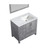 Lexora -  Jacques 36" Distressed Grey Single Vanity - White Carrara Marble Top - White Square Sink  34" Mirror - Right Version - LJ342236SDDSM34-R