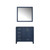 Lexora -  Jacques 36" Navy Blue Single Vanity - no Top  34" Mirror - Right Version - LJ342236SE00M34-R