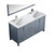 Lexora -  Jacques 60" Dark Grey Double Vanity - White Carrara Marble Top - White Square Sinks  58" Mirror w/ Faucets - LJ342260DBDSM58F