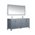 Lexora -  Jacques 72" Dark Grey Double Vanity - White Carrara Marble Top - White Square Sinks  70" Mirror w/ Faucets - LJ342272DBDSM70F