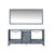 Lexora -  Jacques 72" Dark Grey Double Vanity - White Carrara Marble Top - White Square Sinks  70" Mirror - LJ342272DBDSM70