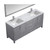 Lexora -  Jacques 72" Distressed Grey Double Vanity - White Carrara Marble Top - White Square Sinks  70" Mirror w/ Faucets - LJ342272DDDSM70F