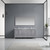 Lexora -  Jacques 72" Distressed Grey Double Vanity - White Carrara Marble Top - White Square Sinks  70" Mirror w/ Faucets - LJ342272DDDSM70F