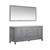 Lexora -  Jacques 72" Distressed Grey Double Vanity - White Carrara Marble Top - White Square Sinks  70" Mirror - LJ342272DDDSM70