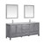 Lexora -  Jacques 80" Distressed Grey Double Vanity - White Carrara Marble Top - White Square Sinks  30" Mirrors w/ Faucets - LJ342280DDDSM30F