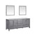 Lexora -  Jacques 80" Distressed Grey Double Vanity - White Carrara Marble Top - White Square Sinks  30" Mirrors w/ Faucets - LJ342280DDDSM30