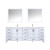 Lexora -  Jacques 84" White Double Vanity - White Carrara Marble Top - White Square Sinks  34" Mirrors w/ Faucets - LJ342284DADSM34F