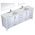 Lexora -  Jacques 84" White Double Vanity - White Carrara Marble Top - White Square Sinks  34" Mirrors w/ Faucets - LJ342284DADSM34F