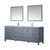 Lexora -  Jacques 84" Dark Grey Double Vanity - White Carrara Marble Top - White Square Sinks  34" Mirrors w/ Faucets - LJ342284DBDSM34F