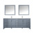 Lexora -  Jacques 84" Dark Grey Double Vanity - White Carrara Marble Top - White Square Sinks  34" Mirrors w/ Faucets - LJ342284DBDSM34F