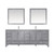 Lexora -  Jacques 84" Distressed Grey Double Vanity - White Carrara Marble Top - White Square Sinks  34" Mirrors w/ Faucets - LJ342284DDDSM34F