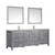 Lexora -  Jacques 84" Distressed Grey Double Vanity - White Carrara Marble Top - White Square Sinks  34" Mirrors w/ Faucets - LJ342284DDDSM34F