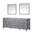 Lexora -  Jacques 84" Distressed Grey Double Vanity - White Carrara Marble Top - White Square Sinks  34" Mirrors - LJ342284DDDSM34