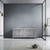 Lexora -  Jacques 84" Distressed Grey Double Vanity - White Carrara Marble Top - White Square Sinks  no Mirror - LJ342284DDDS000