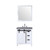 Lexora -  Marsyas 30" White Single Vanity - Grey Quartz Top - White Square Sink  28" Mirror w/ Faucet - LM342230SAASM28F