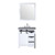 Lexora -  Marsyas 30" White Single Vanity - Grey Quartz Top - White Square Sink  28" Mirror w/ Faucet - LM342230SAASM28F