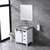 Lexora -  Marsyas 30" White Single Vanity - Grey Quartz Top - White Square Sink  28" Mirror w/ Faucet - LM342230SAASM28F