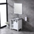 Lexora -  Marsyas 30" White Single Vanity - Grey Quartz Top - White Square Sink  28" Mirror w/ Faucet - LM342230SAASM28F