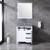 Lexora -  Marsyas 30" White Single Vanity - Grey Quartz Top - White Square Sink  28" Mirror w/ Faucet - LM342230SAASM28F