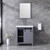 Lexora -  Marsyas 30" Dark Grey Single Vanity - White Carrara Marble Top - White Square Sink  28" Mirror - LM342230SBBSM28