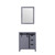Lexora -  Marsyas 30" Dark Grey Single Vanity - no Top  28" Mirror - LM342230SB00M28
