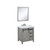 Lexora -  Marsyas 30" Ash Grey Single Vanity - White Quartz Top - White Square Sink  28" Mirror w/ Faucet - LM342230SHCSM28F