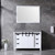 Lexora -  Marsyas 48" White Single Vanity - Grey Quartz Top - White Square Sink  44" Mirror w/ Faucet - LM342248SAASM44F