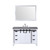 Lexora -  Marsyas 48" White Single Vanity - Grey Quartz Top - White Square Sink  44" Mirror w/ Faucet - LM342248SAASM44F
