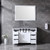 Lexora -  Marsyas 48" White Single Vanity - Grey Quartz Top - White Square Sink  44" Mirror w/ Faucet - LM342248SAASM44F