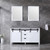 Lexora -  Marsyas 60" White Double Vanity - Grey Quartz Top - White Square Sinks  24" Mirrors w/ Faucets - LM342260DAASM24F