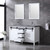 Lexora -  Marsyas 60" White Double Vanity - Grey Quartz Top - White Square Sinks  24" Mirrors w/ Faucets - LM342260DAASM24F