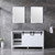 Lexora -  Marsyas 60" White Double Vanity - Grey Quartz Top - White Square Sinks  24" Mirrors - LM342260DAASM24