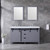 Lexora -  Marsyas 60" Dark Grey Double Vanity - White Carrara Marble Top - White Square Sinks  24" Mirrors w/ Faucets - LM342260DBBSM24F