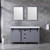 Lexora -  Marsyas 60" Dark Grey Double Vanity - White Carrara Marble Top - White Square Sinks  24" Mirrors - LM342260DBBSM24