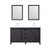 Lexora -  Marsyas 60" Brown Double Vanity - White Quartz Top - White Square Sinks  24" Mirrors w/ Faucets - LM342260DCCSM24F