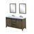 Lexora -  Marsyas 60" Rustic Brown Double Vanity - White Quartz Top - White Square Sinks  24" Mirrors w/ Faucets - LM342260DKCSM24F