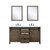 Lexora -  Marsyas 60" Rustic Brown Double Vanity - White Quartz Top - White Square Sinks  24" Mirrors w/ Faucets - LM342260DKCSM24F