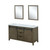 Lexora -  Marsyas 60" Rustic Brown Double Vanity - White Quartz Top - White Square Sinks  24" Mirrors - LM342260DKCSM24