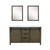 Lexora -  Marsyas 60" Rustic Brown Double Vanity - White Quartz Top - White Square Sinks  24" Mirrors - LM342260DKCSM24