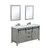 Lexora -  Marsyas 60" Ash Grey Double Vanity - White Quartz Top - White Square Sinks  24" Mirrors w/ Faucets - LM342260DHCSM24F